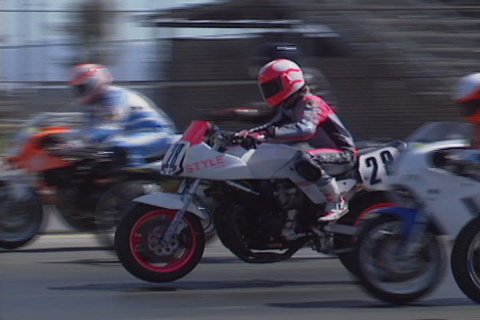 NAPA, CA - CIRCA 1989: Amateur AFM motorcyclists compete in 1989 at the former Sears Point Raceway (now Infineon Raceway) in Napa, California.