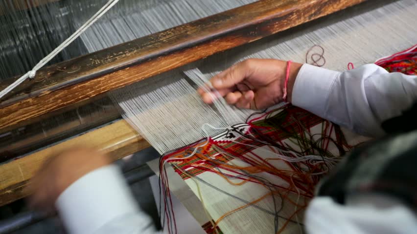 weaver working handloom workshop manali india Stock Footage Video (100% ...