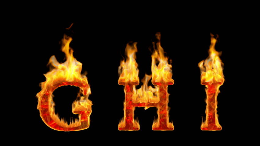 Fire G H I letters isolated on black background. Alpha-channel included | Shutterstock HD Video #6807016