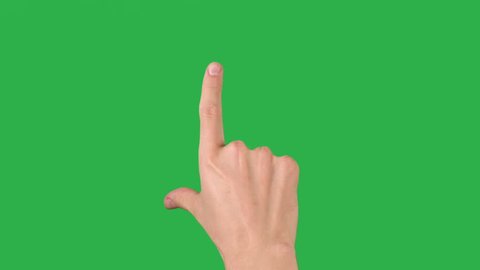 man hand eight gestures for tablet pc or smartphone, green screen