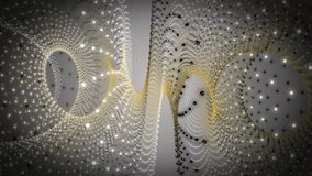 fantastic video animation with moving particle stripe object, loop HD 1080p