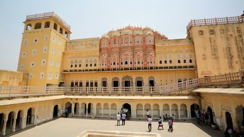 JAIPUR, INDIA - CIRCA MAY 2014: Hawa Mahal, Palace of Winds. Hawa Mahal so named because it was built so the women of the royal household could observe street festivities while unseen from the outside