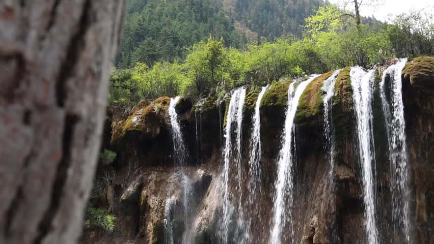 Waterfall at the beautiful juizhaigou valley (valley of nine villages) national park in china near tibet.