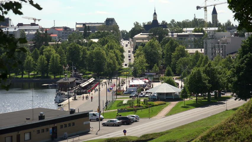 Lappeenranta. City streets. Finland. Shot in 4K (ultra-high definition (UHD)), so you can easily crop, rotate and zoom, without losing quality! Real time.