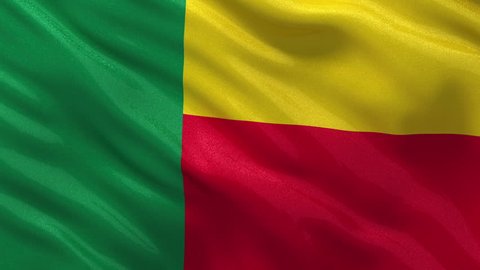 Flag of Benin gently waving in the wind. Loop ready file with highly detailed fabric texture.