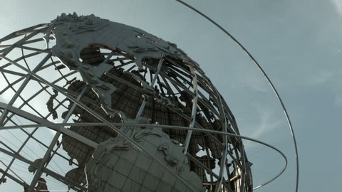 A cropped tilt down shot of the unisphere at corona park, flushing meadows queens new york 