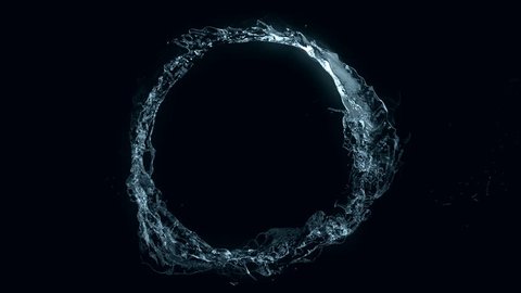 Water circle looping on black (seamless loop, alpha matte, full hd, cg, slow motion)