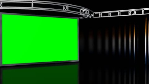 Virtual Studio Background Green Screen Wall Stock Footage Video (100% ...