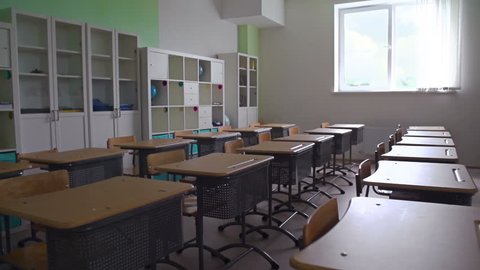 Panoramic shot of empty classroom