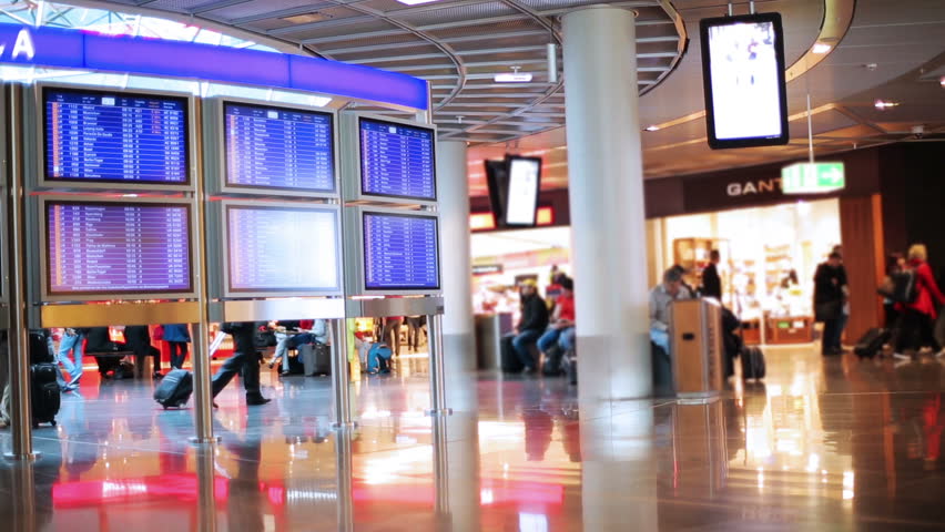 People walking and waiting on the airport in terminal
 Royalty-Free Stock Footage #6882355
