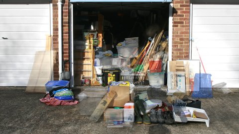 Big, Garage clear-out, best intentions, clear all the rubbish. Great for a removal company, storage company. Ladders,boxes,crates,paintings,toys,coats and every kind of if item lurks here.
