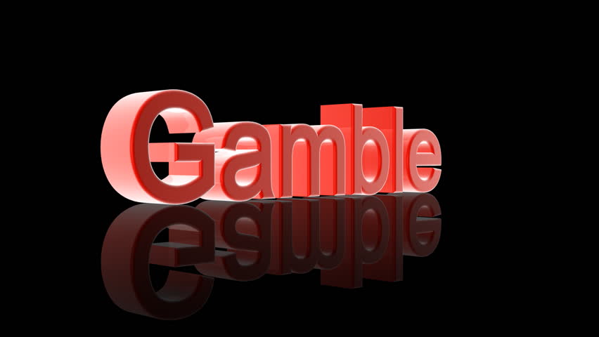 Gamble text with casino chips and cards falling