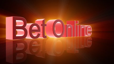 Bet Online text with casino chips falling,shine,Alpha Channel