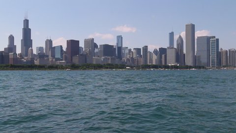 Chicago skyline. Lake Michigan 1080p scenic beauty shots. Shot on July 13, 2014.