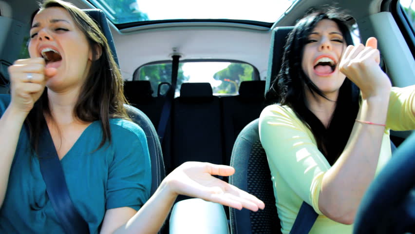 Happy Girlfriends Having Fun Car Going Stock Footage Video 100
