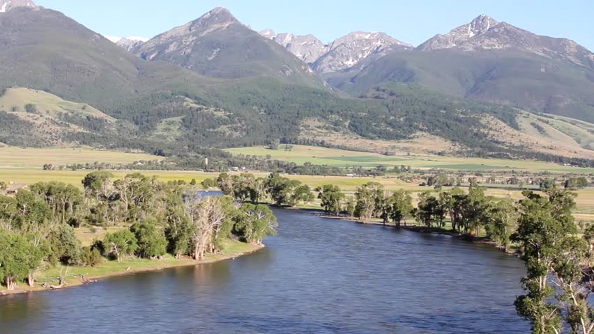 The Yellowstone River winds its way through the Paradise Valley near Livingston, Montana.