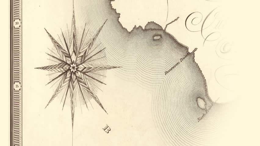 Series of pans and tracks on antique maps, starting on a sea with monsters and ships, across lands and mountains ending on a castle. Ideal for pirate or ancient travelers material.
