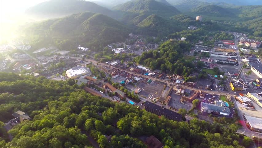 Aerial video Gatlinburg Tennessee USA