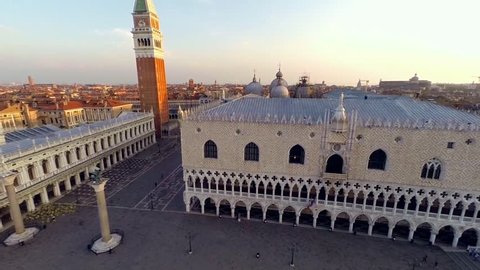 aerial view of venice, st mark's square. video taken at sunrise.