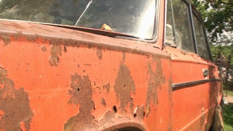 Detail Of Rusty Old Car, Orange, Decay, Aged, Vintage, Lada, Chrome, Pan