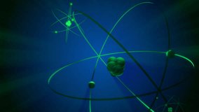 Looping animation of atoms. (Lithium, the element with 3 protons and 3 neutrons inside the nucleus and 3 electrons orbiting around.) Quantum physics is the science of atoms and sub-atomic particles.