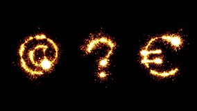 Sparkler animation. Symbols And, Question mark, Euro. Alphabet. - Powered by Shutterstock - Get 15% off with code: PIKWIZARD15