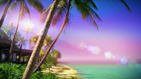 Seamless loop of Fiji tropical island paradise. Romantic resort by a beach.
