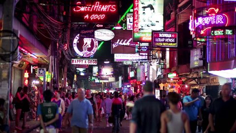 PATTAYA, THAILAND - FEBRUARY 2014: Nightlife with prostitution