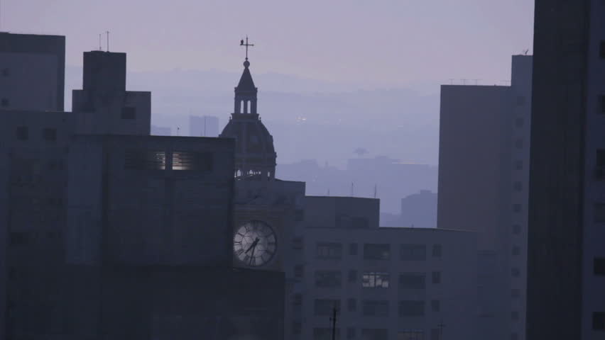Church and buildings. Morning light. Royalty-Free Stock Footage #6935380