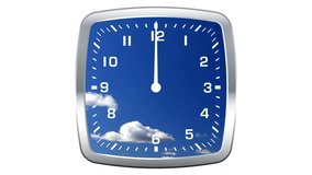 Animated clock counting down 12 hours over 12 seconds. Seamlessly loops. Time lapse