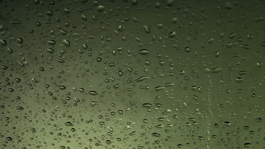 Raindrops on glass, great streams of water with high quality audio.