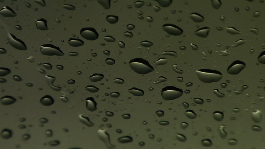 Raindrops on glass, great streams of water with high quality audio.