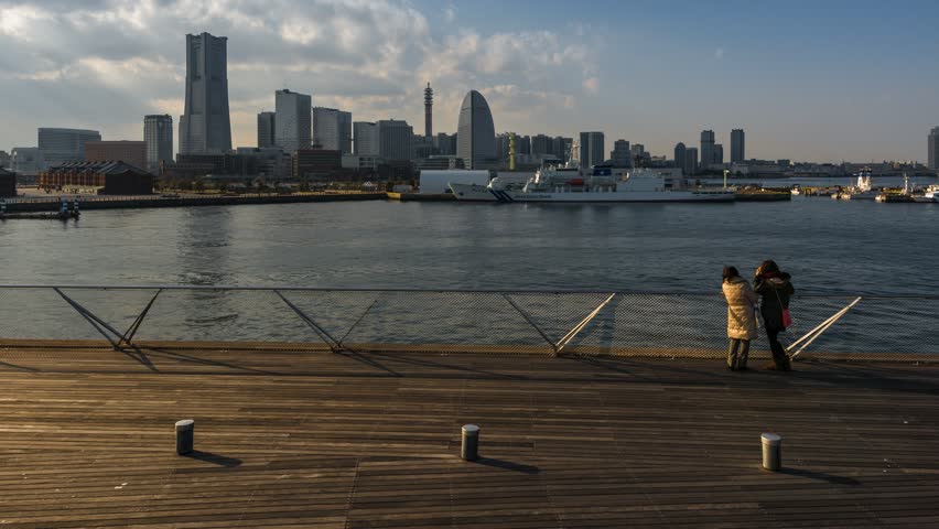 4K Time-lapse Movie of yokohama port, osanbashi pier, yokohama, japan