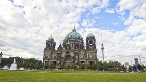 Berlin Cathedral (Berliner Dom). The largest church of Berlin, Germany (Time Lapse)