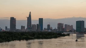 Ho Chi Minh City Skyline at Sunset - Timelapse View