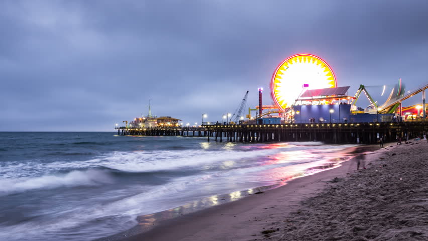 santa monica pier sunset time lapse Stock Footage Video (100% Royalty ...