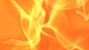 Loop animation of abstract yellow and orange, soft, evolving curves. Background or screen saver. Similar to fire, flames, heat, smoke, incense, gas or plasma.