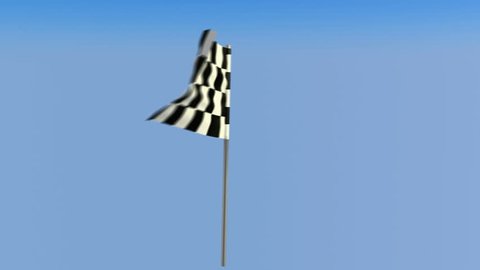Finish Ã¢?? Loopable waving checkered flag over blue sky