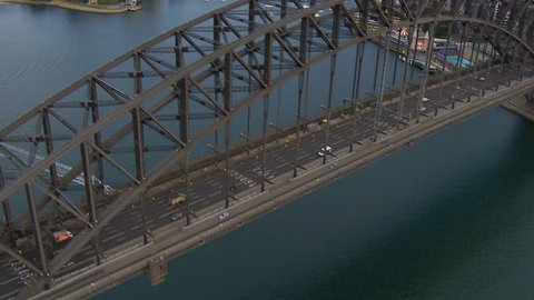 Wide aerial shot of Sydney Habour Bridge from west to east Sydney Harbour Bridge, Sydney Opera House