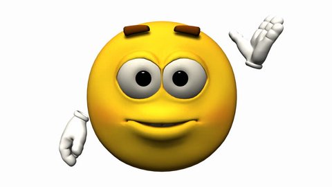 smiling emoticon character waving camera Stock Footage Video (100% ...