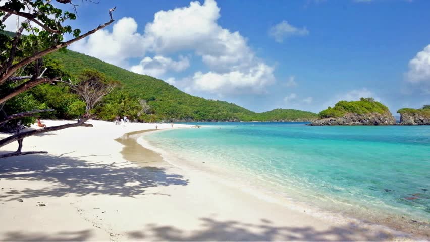 Beautiful pristine Caribbean beach in Saint John in the United States Virgin Islands.