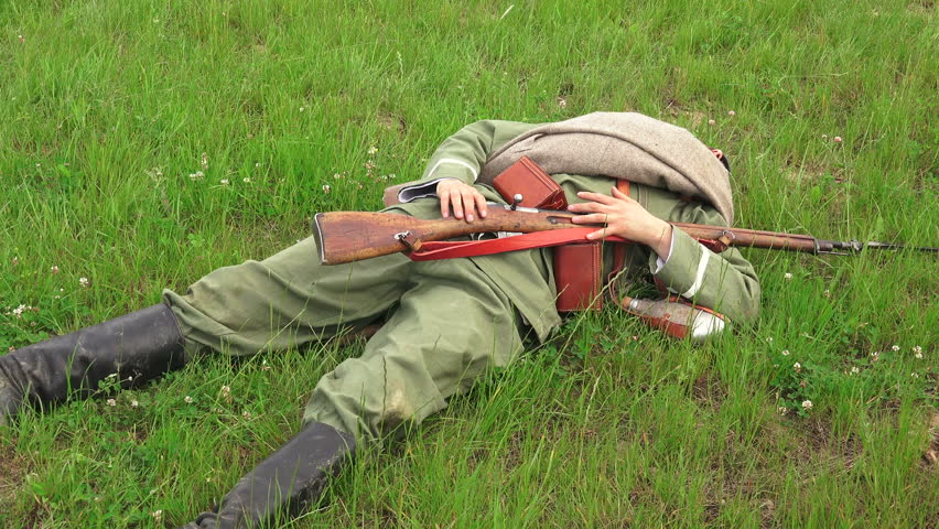 Killed Russian soldiers. Battlefield. The first world war. 1914-1918. Shot in 4K (ultra-high definition (UHD)), so you can easily crop, rotate and zoom, without losing quality! Real time.
