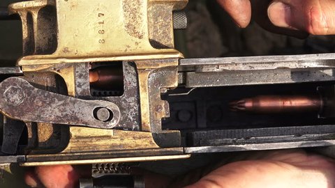 Shutter. Striking mechanism. The machine gun. The first world war. 1914-1918. Shot in 4K (ultra-high definition (UHD)), so you can easily crop, rotate and zoom, without losing quality! Real time.