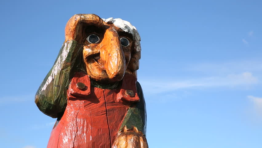 Troll figure in mountain scenery Norway. Head details