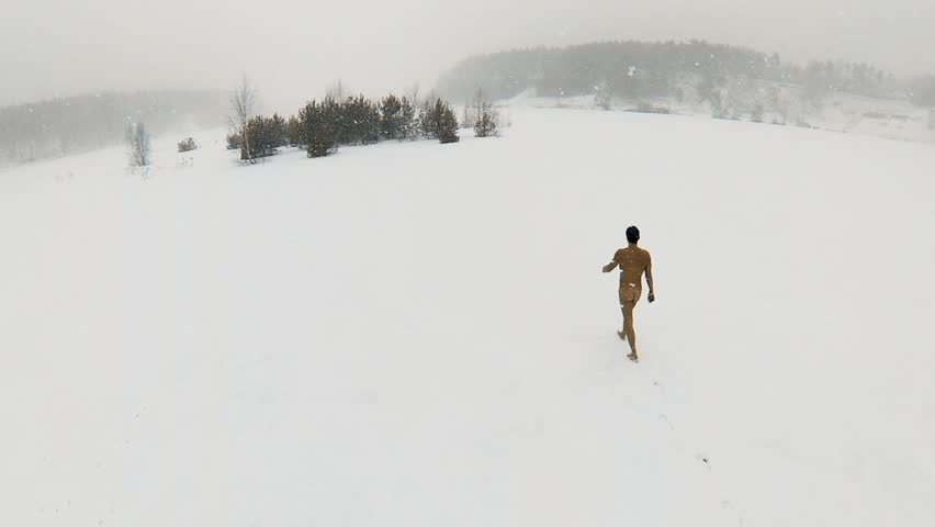 Nude in snow bound