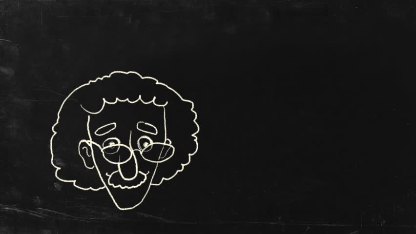 The genius Albert Einstein show tongue. Sketch on blackboard. HD, include alpha channel. Royalty-Free Stock Footage #700261