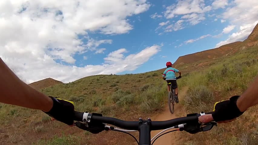 Mountain biker follows another