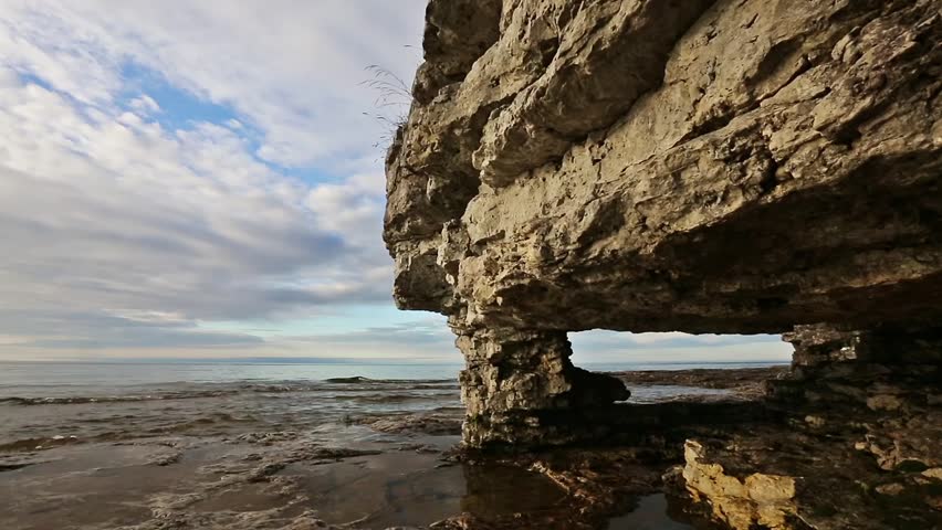 An arch rock formation on the Lake Michigan coast of Wisconsin