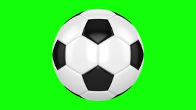 Soccer ball rotates on its axis. Seamless looped animation on green screen