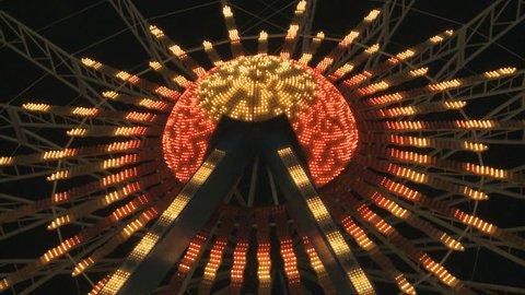 Close-Up Nightshot of the Big Ferry Wheel at the Oktoberfest in Munich